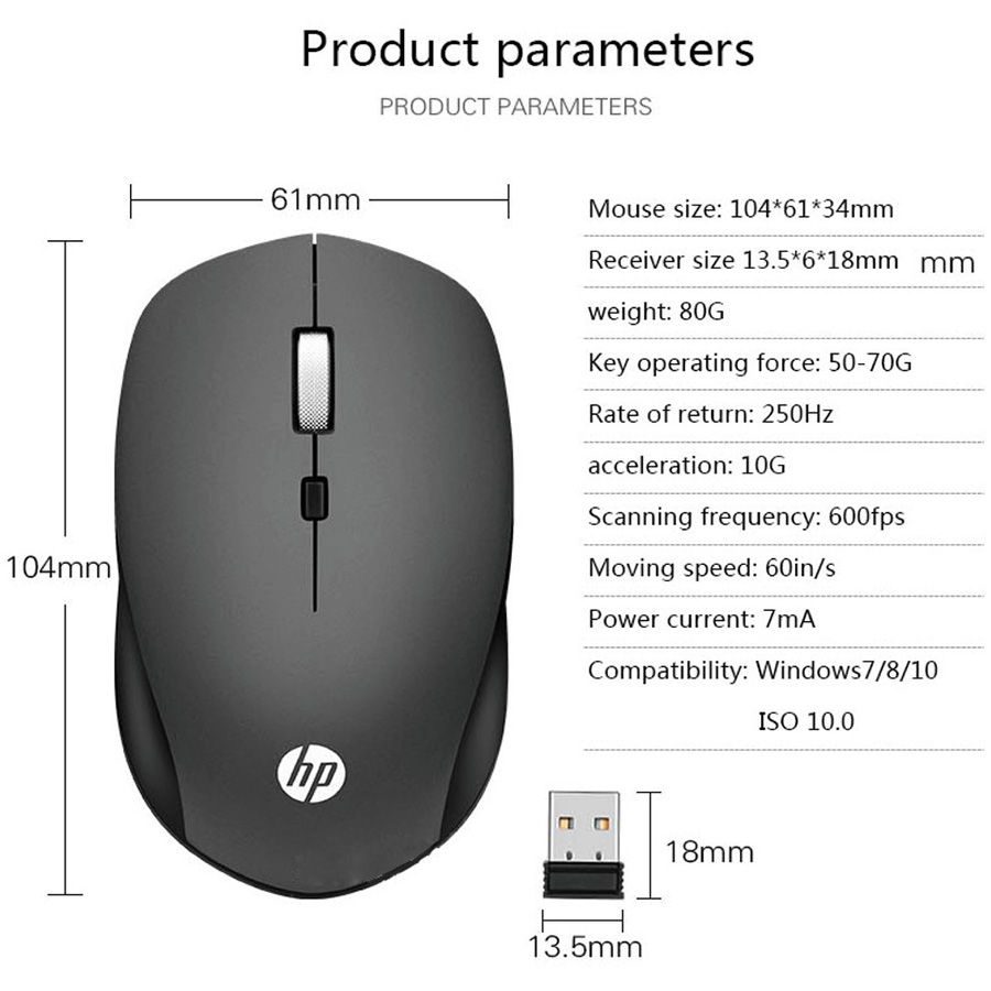 Chuột không dây HP S1000 Plus wireless mouse 1600dpi