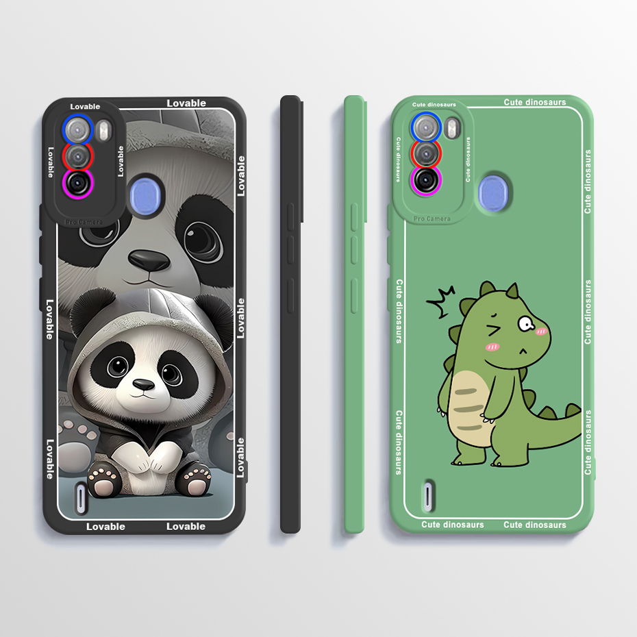 For ITEL Vision 1 Pro Soft Case Cute Dinosaur Pattern Liquid Silicone Protective Back Cover For ITEL S16 Vision1 Pro Casing