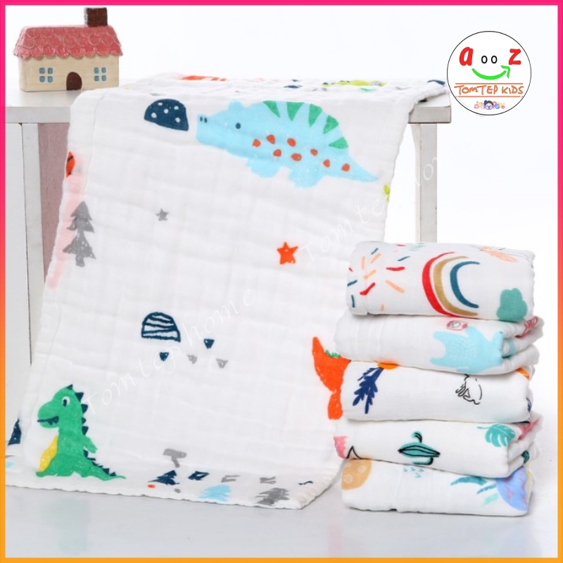 Khăn xô nhăn 6 lớp sợi tre muslin, khăn lau đa năng cho bé - kích thước 25x50cm
