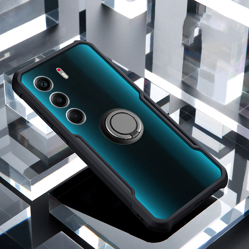 Phone case Tecno Camon 40Pro Hard Clear Transparent Shockproof Armor Car Adsorb Holder Ring Back cover Tecno Camon 40 Pro +.