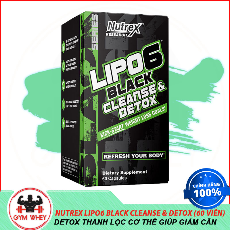 Nutrex Lipo6 Black Cleanse & Detox Thanh Lọc Cơ Thể Giúp Giảm Cân Trong 7 Ngày (60 Viên) - Từ Mỹ thumbnail