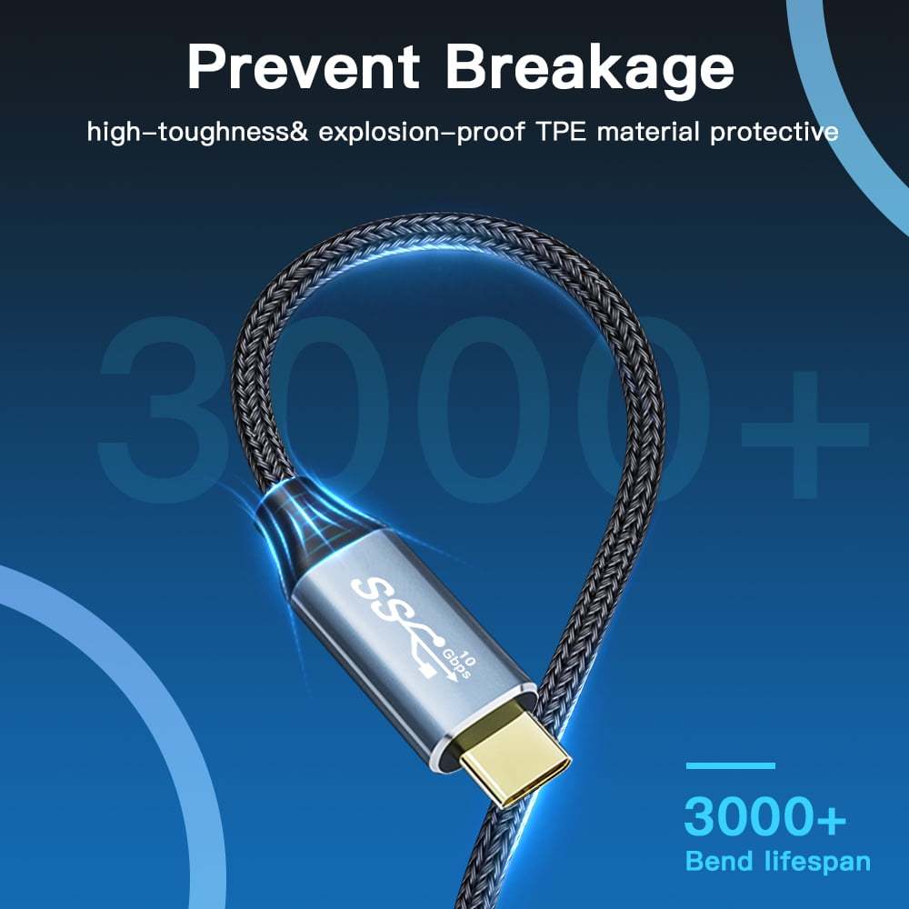 USB Type-C 10Gbps 100W PD Charging Cable 4K@60Hz USB3.1 5A High Speed Data Transfer Cord For Thunderbolt 3 Suitable For Xiaomi Suitable For Huawei Macbook