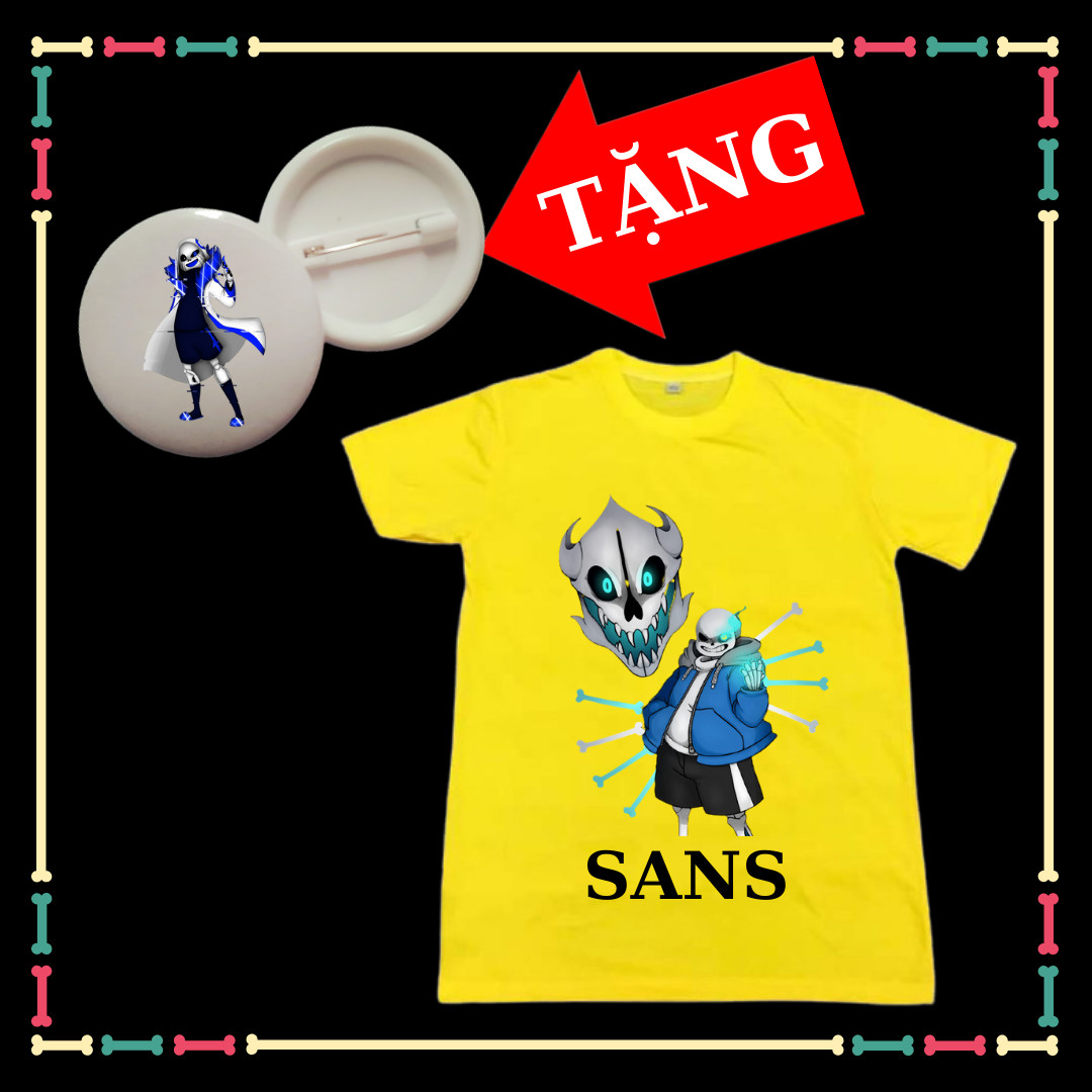 Áo Sans Undertale áo pháp sư biệt đội gangster siêu ngầu cho trẻ em Vải Thun Thái mền mịn co giãn 4 chiều Tặng HUY HIỆU Error 404