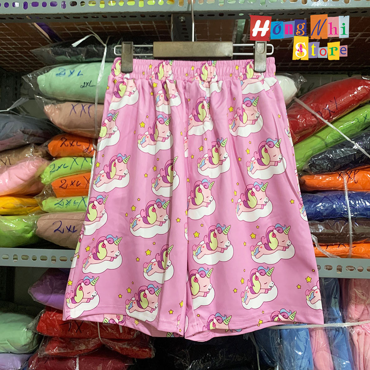 Quần Đùi Hoạt Hình Ngựa Hồng Short Cartoon Oversize Ulzzang Unisex Dáng Rộng - MM