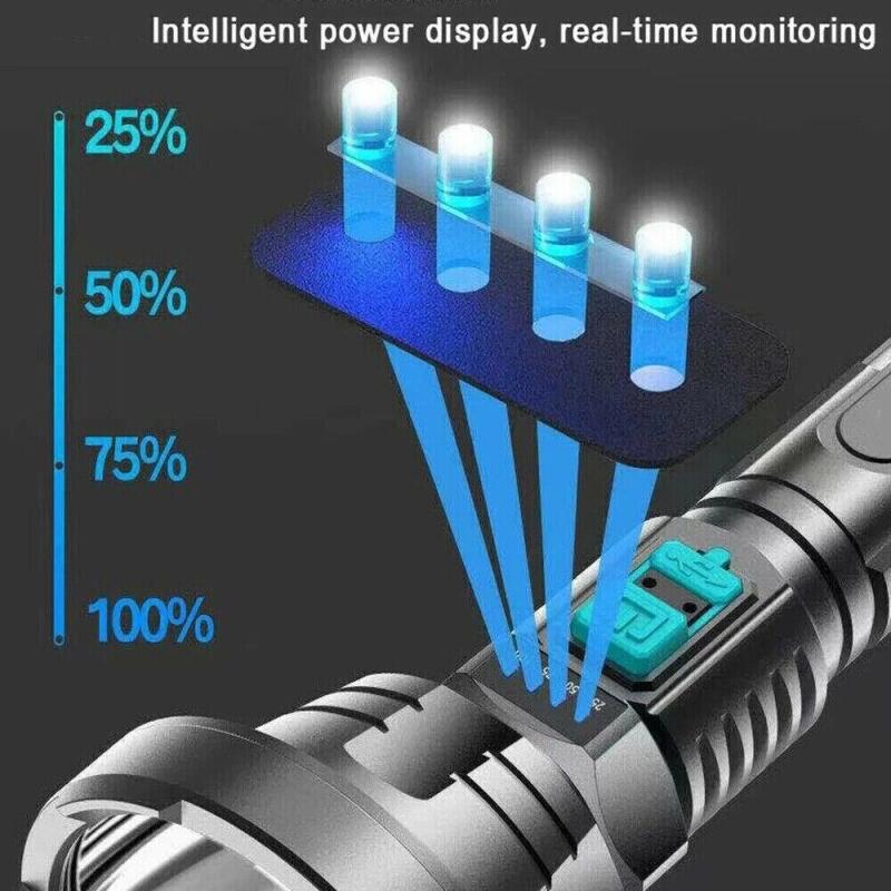 1200mah LED Flashlight Rechargeable USB High Powered Super Bright Torch Lamp IPX6 Waterproof Flashlight for Camping Fishing OUA3758