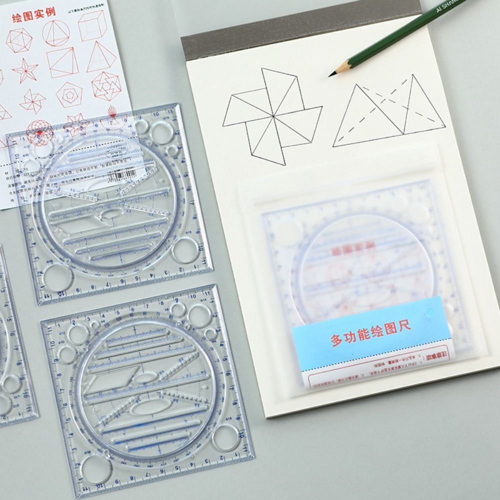 3d Paper Ruler Stationery Protractor Geometry Drawing Ruler 3D Scale Transparent ...