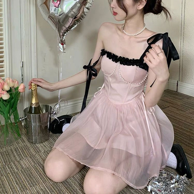 XIYUYI Pink suspender dress for women, little dress, princess dress