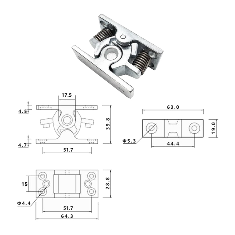 1Pcs Spring Loaded Door Easy Lock Stop Catch Release Clamp Double Roller Catch