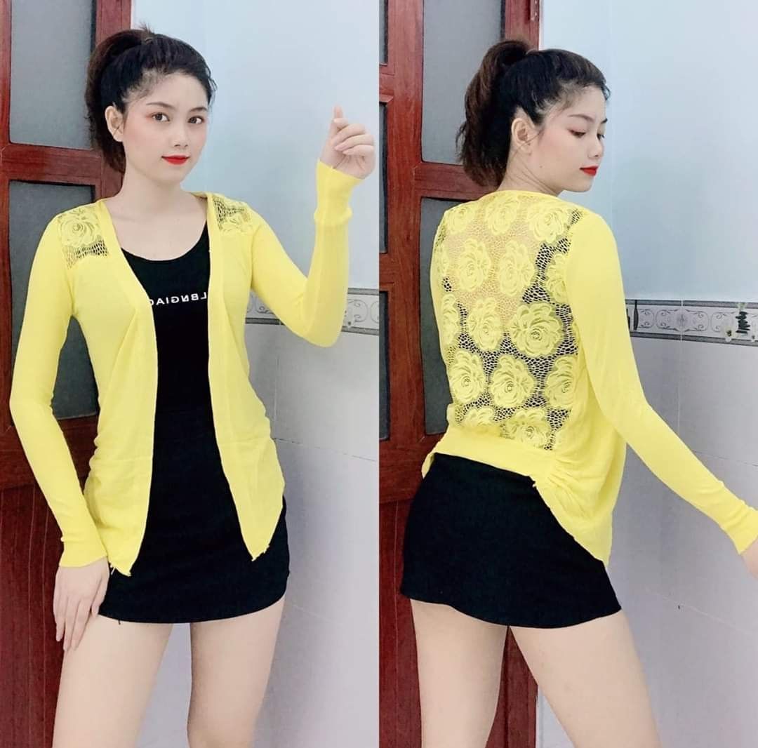 Áo khoác len cardigan nữ phối ren sau lưng khoác nhẹ mỏng mịn nhiều màu