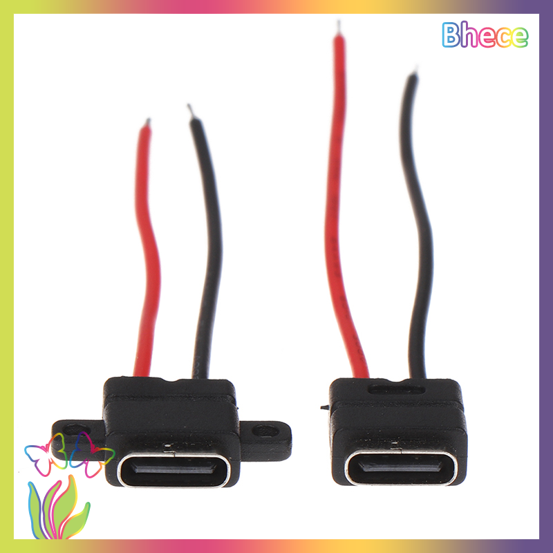 Bhece 1pcs USB Type C Waterproof Connector Welding Wire Female Socket Fast Charging Type-c Charging Interface Jack