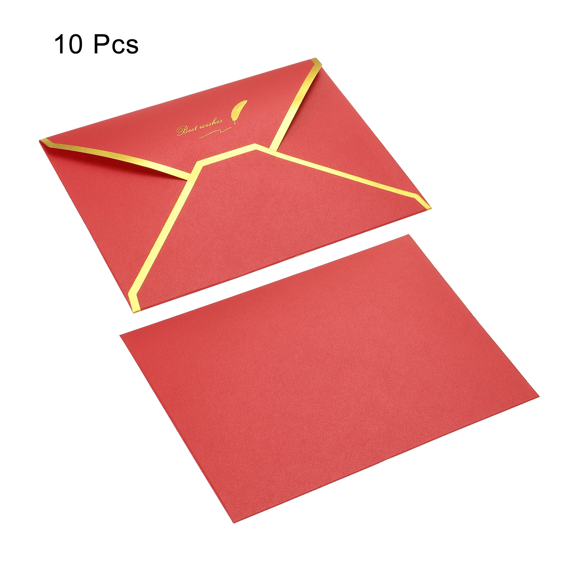 【Hottest Trends】10Pcs 7 x 5'' Gold Border V Flap Greeting Card Envelopes Luxury Style Birthday Wedding Invitation Fine Texture Business Envelope. 
