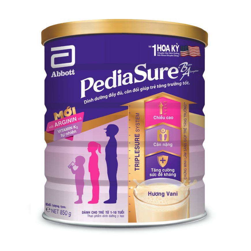 Sữa bột Pediasure 850g hương vani