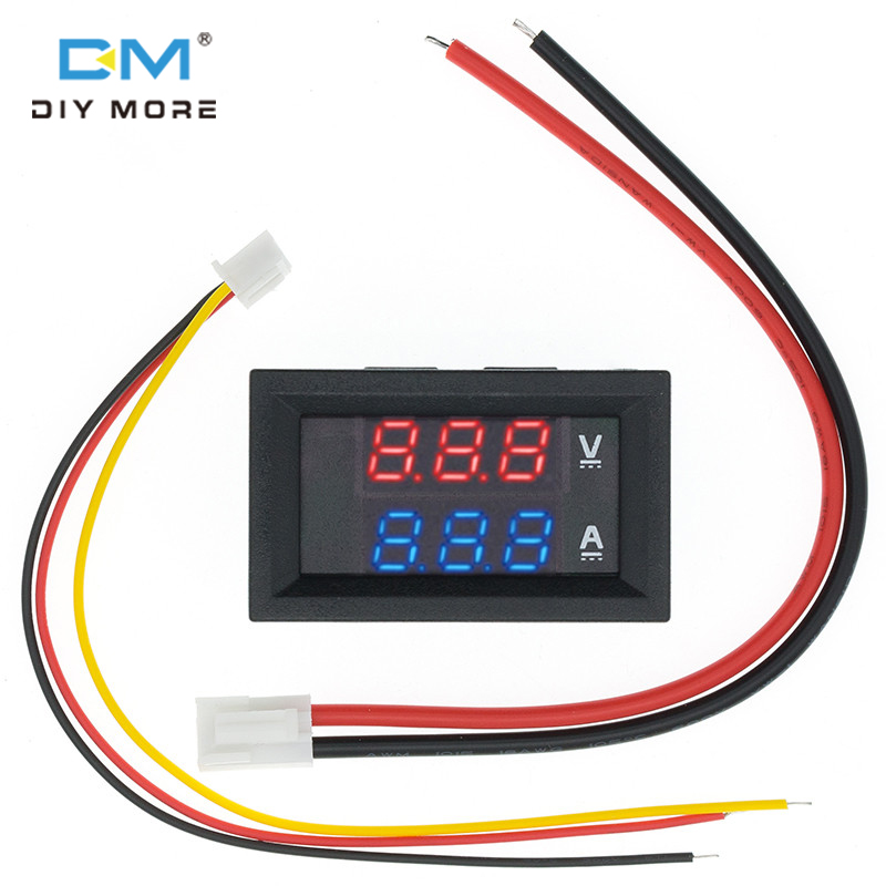 【100% Original】diymore 0.56 inch Mini Digital Voltmeter Ammeter DC 100V 10A /DC6-120V 10A Voltmeter Current Meter Tester panel amp volt current meter tester blue red double led display