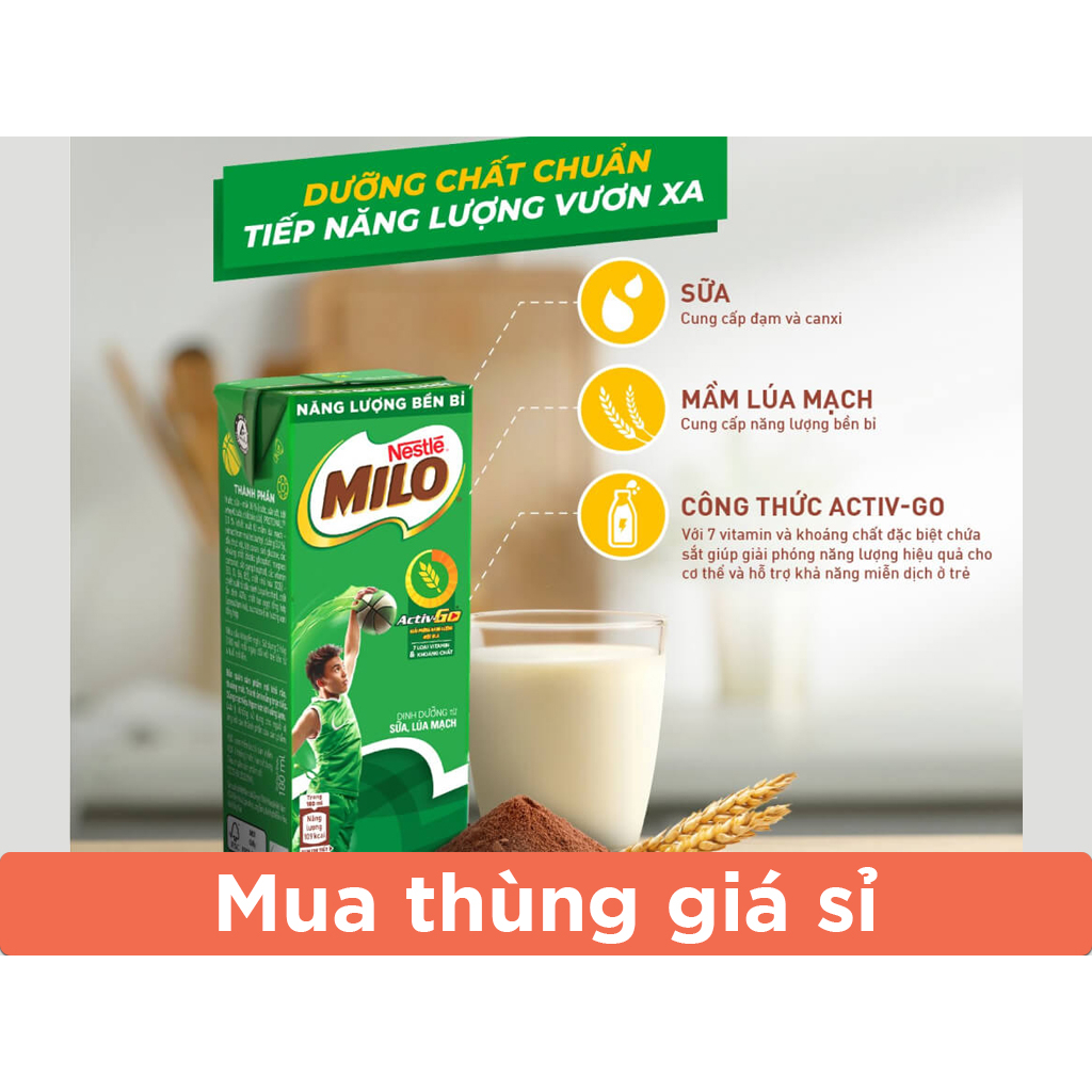 Lốc 4 hộp thức uống lúa mạch Milo Active Go 115ml/ 180ml