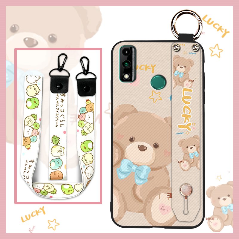 Shockproof Back Cover Phone Case For Huawei Y8S Waterproof Cute Cartoon Phone Holder Kickstand Wrist Strap Durable ring. 
