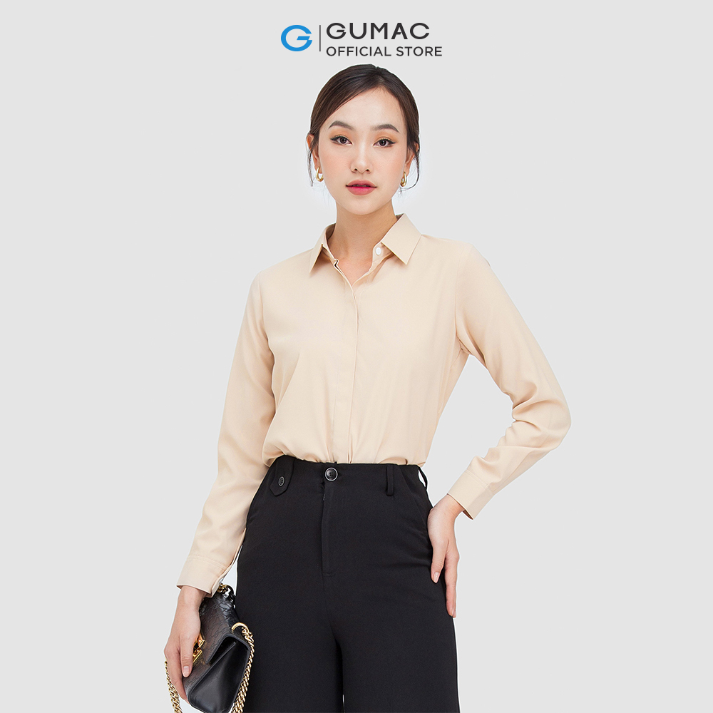 Áo sơ mi nữ GUMAC AC05004 lụa mango giấu nút