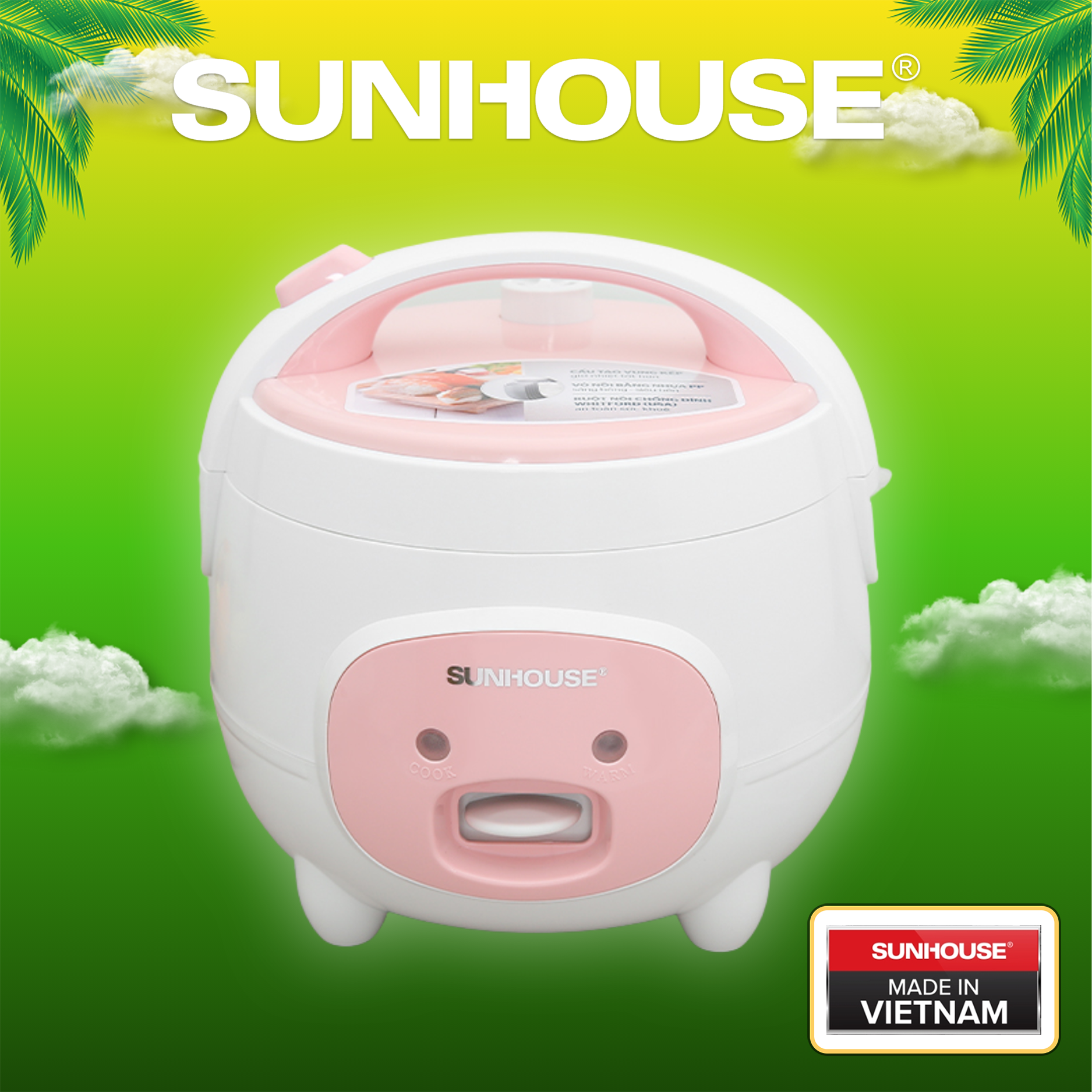 Nồi cơm điện 1.2l sunhouse shd8217w - bảo hành chính hãng 12 tháng