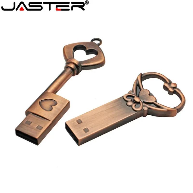 USB Flash B 2.0 Copper Key US128GB GB 16G Metal Heart Key JASTER Key ...