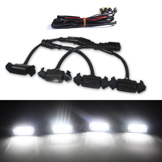 Car LED Lights Amber /White Front Grille Lighting Kit Running DRL ...