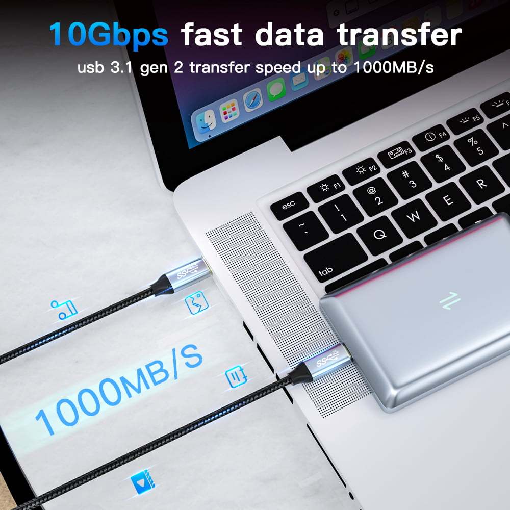 USB Type-C 10Gbps 100W PD Charging Cable 4K@60Hz USB3.1 5A High Speed Data Transfer Cord For Thunderbolt 3 Suitable For Xiaomi Suitable For Huawei Macbook
