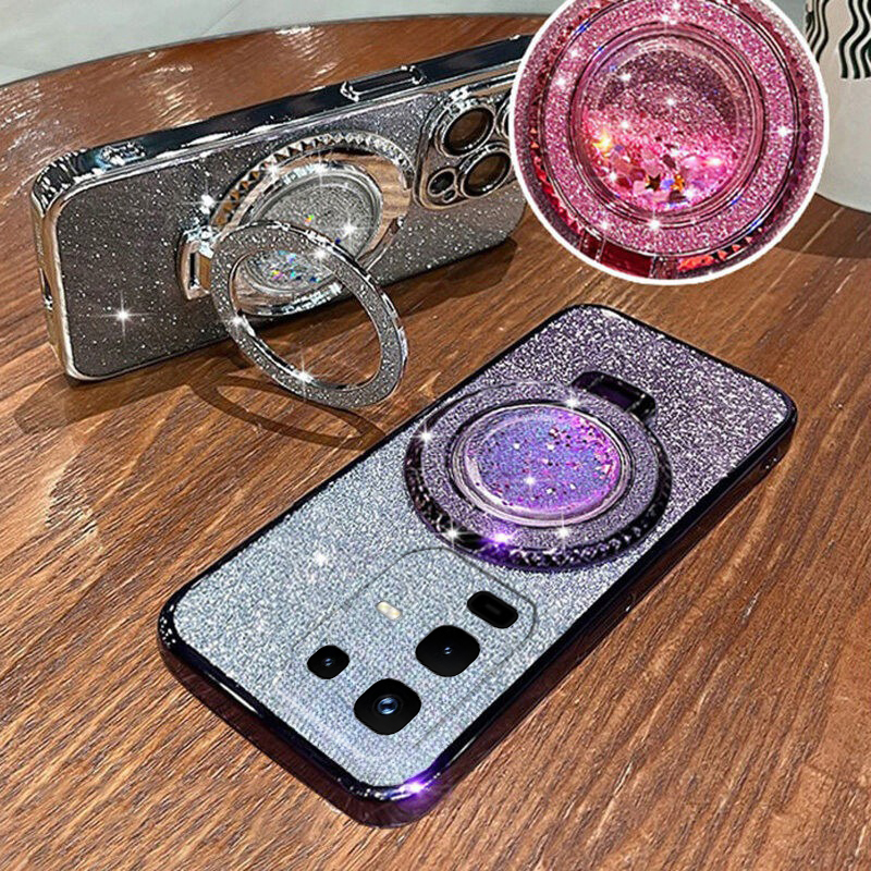New Phone case infinix Note 50S 50X Back cover with Liquid Glitter Quicksand hourglass Stand Holder Luxury Shiny Gradient Plating Girls Slim For infinix Note 50X 50S case. 