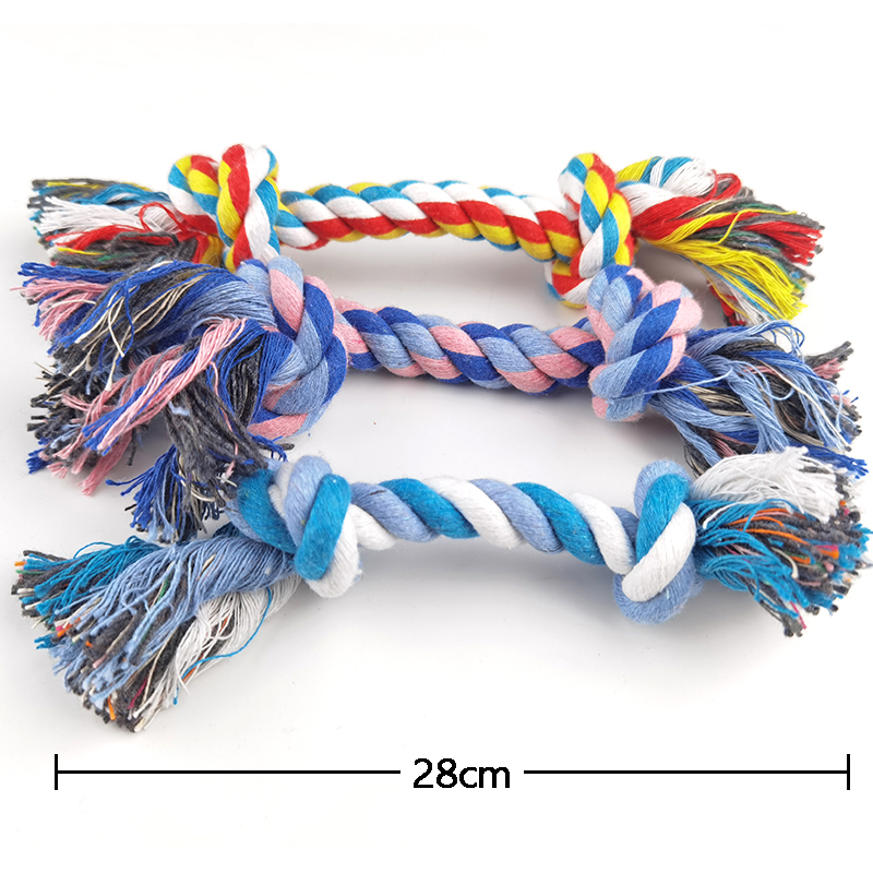 Dog Molar Rope Chew Toy Pet Toy Rope Dog Chew Toy Cotton Braided Bone ...