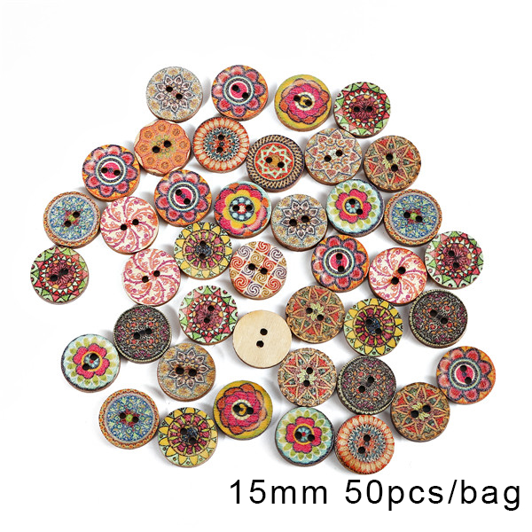 50pcs/Bag Natural Wooden Buttons Round Spiral Sewing Buttons Scrapbooking 2 Holes Sewing Accessories For Child DIY Accessories