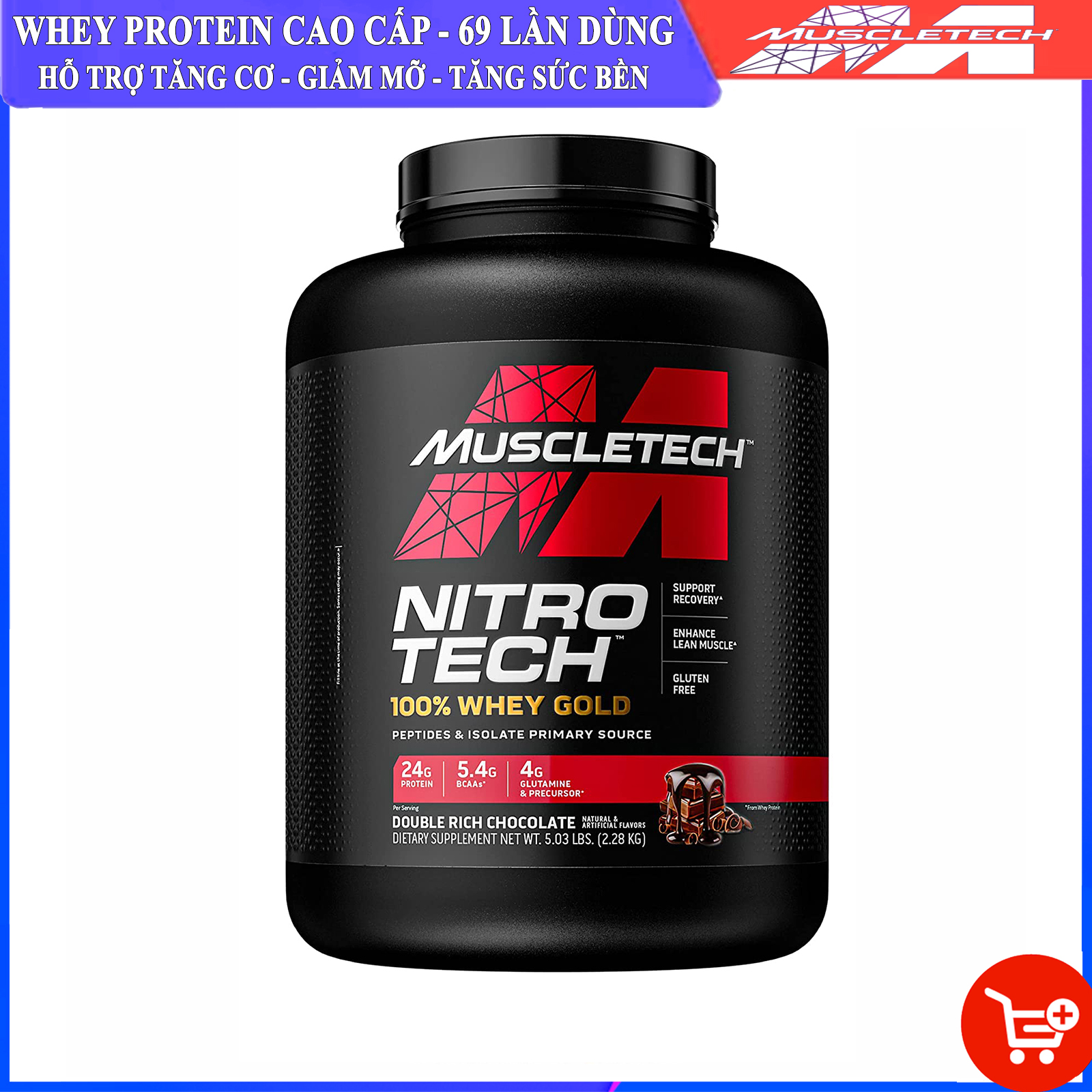 Sữa tăng cơ giảm mỡ Nitro Tech 100% Whey Gold của Muscle tech hộp 69 lần hỗ trợ tăng cơ giảm cân đốt mỡ tăng sức bền sức mạnh cho người tập gym và chơi thể thao thumbnail