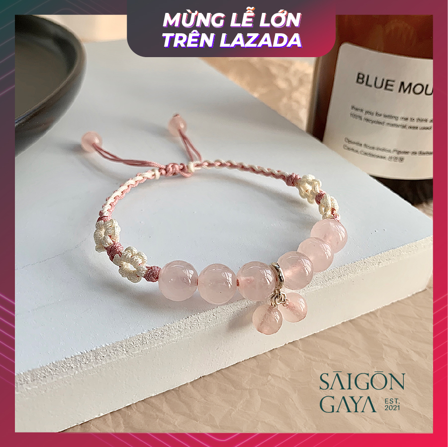 Vòng tay đá pha lê hồng tự nhiên [Siêu đẹp]