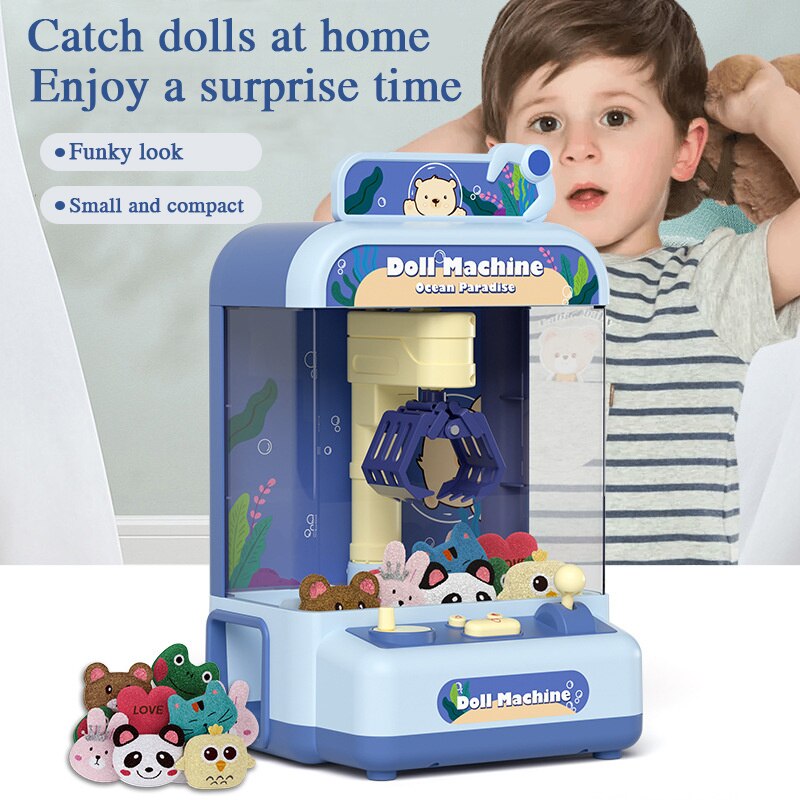 DIY Automatic Doll Machine Kids Coin Operated Play Game Mini Claw