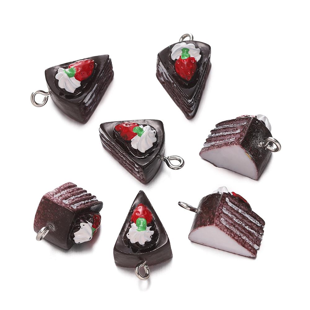【Must-Have Accessories】 St.kunkka 5pcs Resin Pendant Imitation Dessert Strawberry Cake Pendant For DIY Beaded Jewelry Accessories Making.
