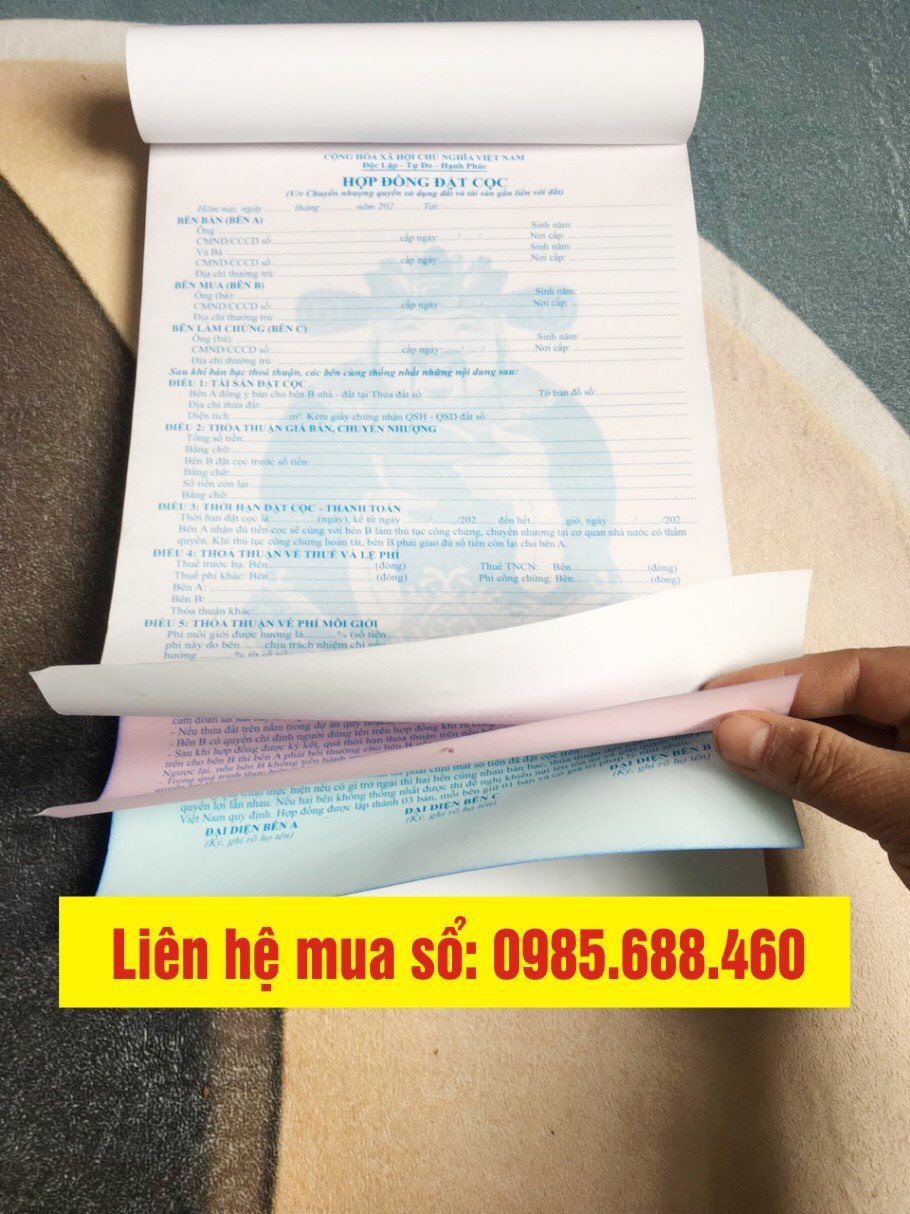 Combo 2 Sổ Hợp Đồng Đặt Cọc Nhà Đất 3 Liên Mới Nhất!