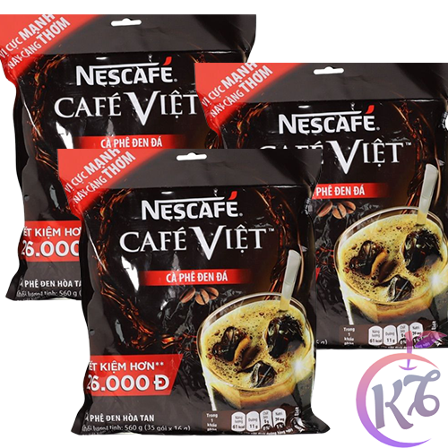 Combo 3 bịch Nescafe Việt đen đá bịch 35 gói x 16g (560g) - cà phê Việt, cafe đen đá hòa tan date mới - coffee