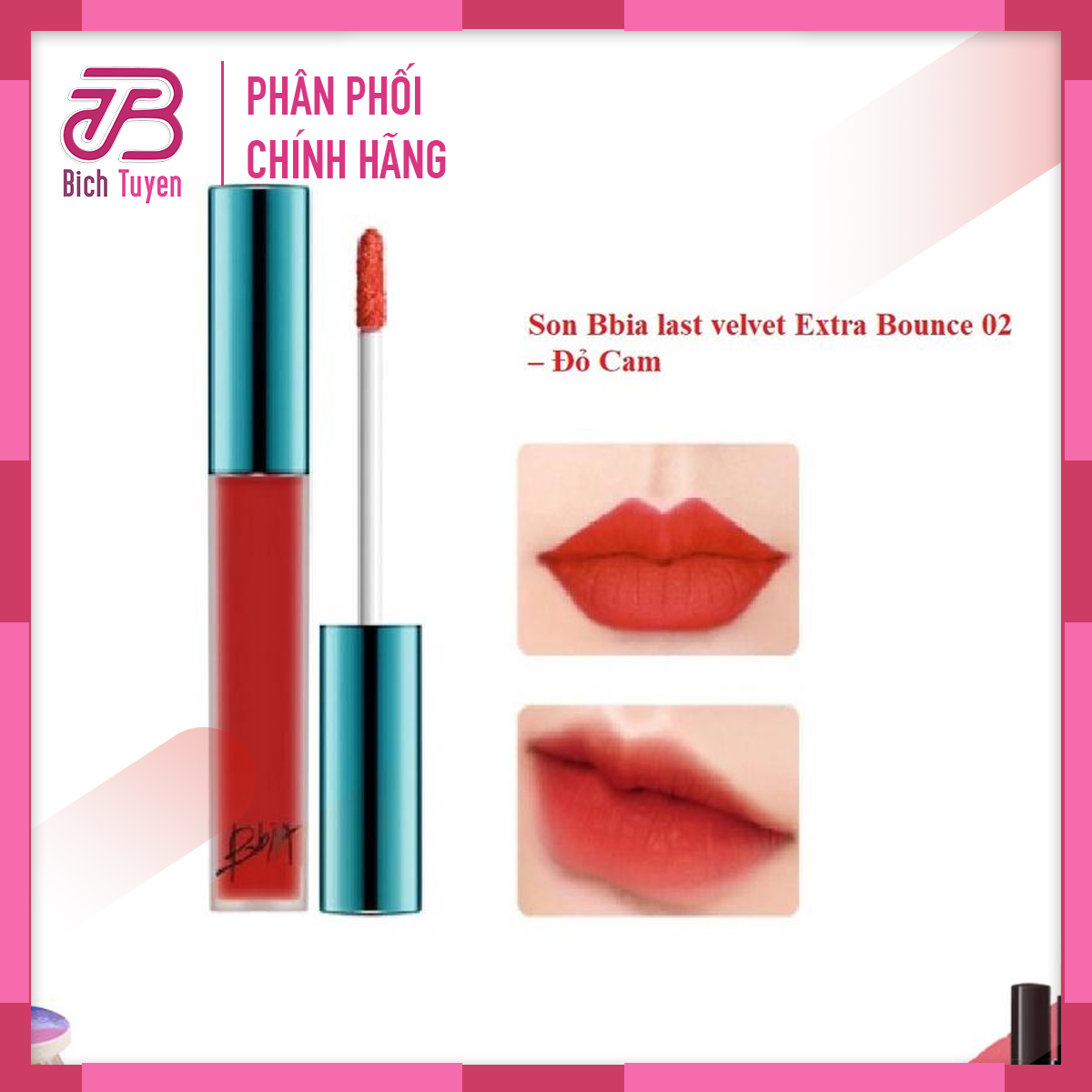 Màu 02 - Son Bbia Last Velvet Lip Tint - Đỏ Cam - Son Kem Lì Last Velvet Lip Tint Màu Đỏ Cam - #02 Extra Bounce 02 Colar Red Màu 02 Màu 2