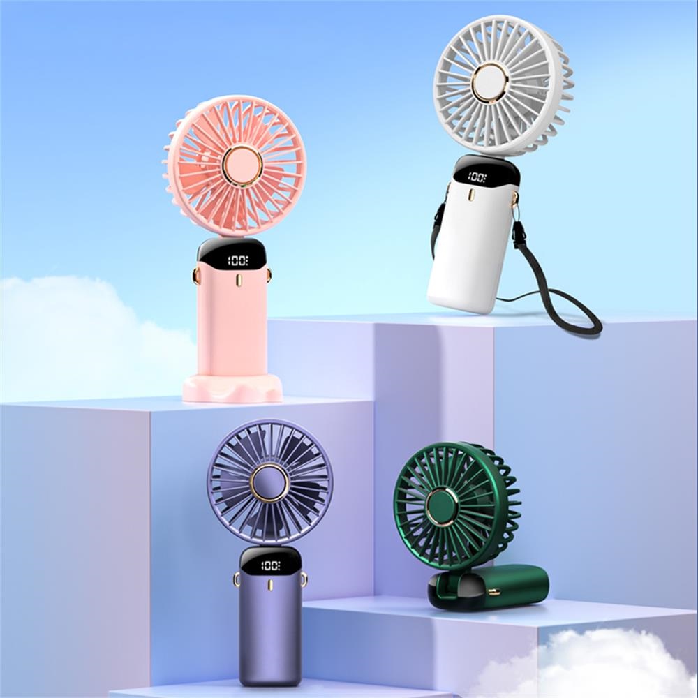 【CC】♞▼㍿  2023 New Portable Display Handheld Fan Office Desktop Multifunctional Folding Headed Small Electric With A Neck