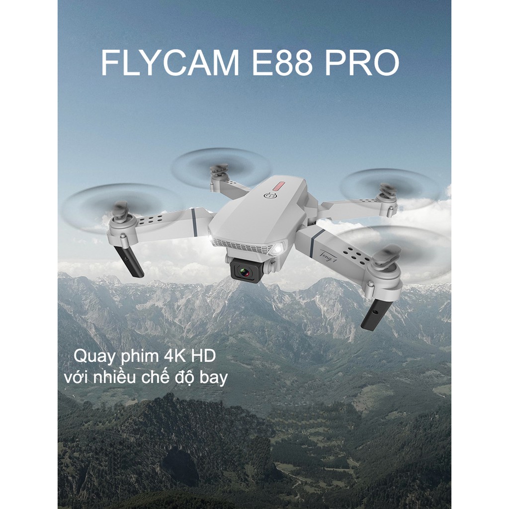 Flycam E88 Pro camera 4K, pin 1800mAh mẫu 2021