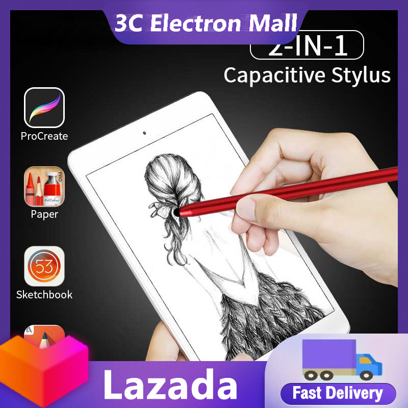 2 in 1 Stylus Pen Capacitive Screen Touch Pencil Drawing Pen for Tablet Android Smartphone