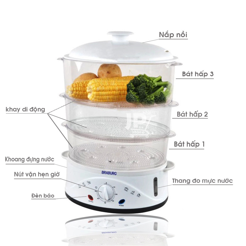 Nồi Hấp Điện Đa Năng 3 Tầng Braburg