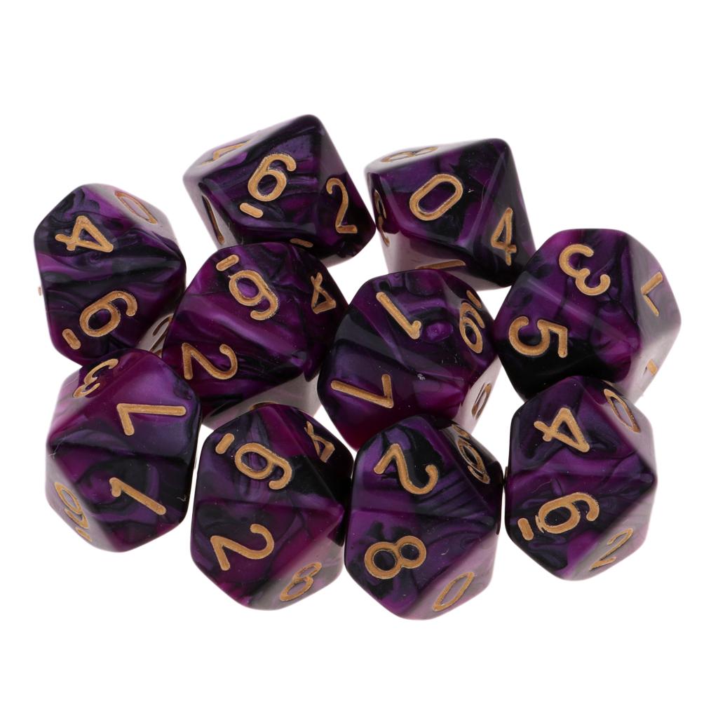 10Pieces 10 Sided Dices D10 Polyhedral Dice Set DND RPG MTG Table Board Game Dice for Teaching Math Entertainment Toys