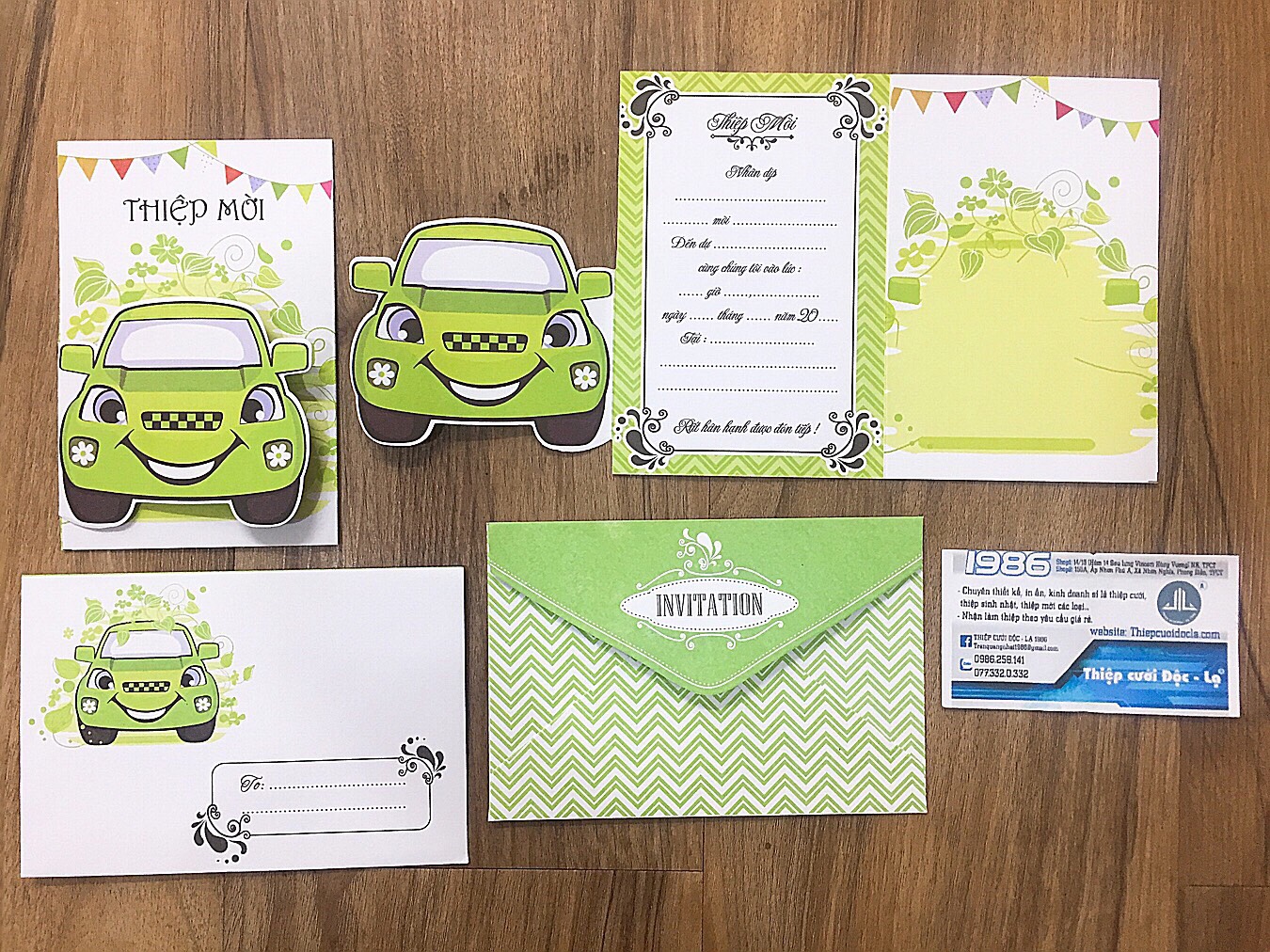 Combo 50 Thiệp Thôi Nôi, Sinh nhật, Đầy tháng xe ô tô