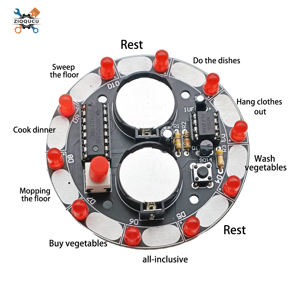 Ziqqucu Lucky Turntable LED Flashlight DIY Electronic kit Welding Project Training Module DIY Kit for Learning Training