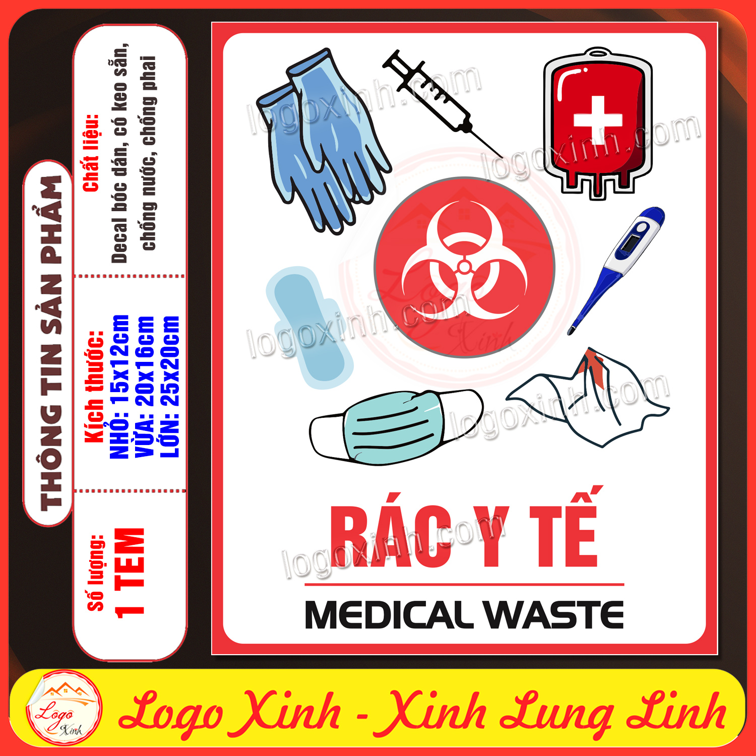 Tem Decal Phân Loại Rác Hữu Cơ, Rác Vô Cơ, Rác Tái Chế, Rác Y Tế, Rác ...