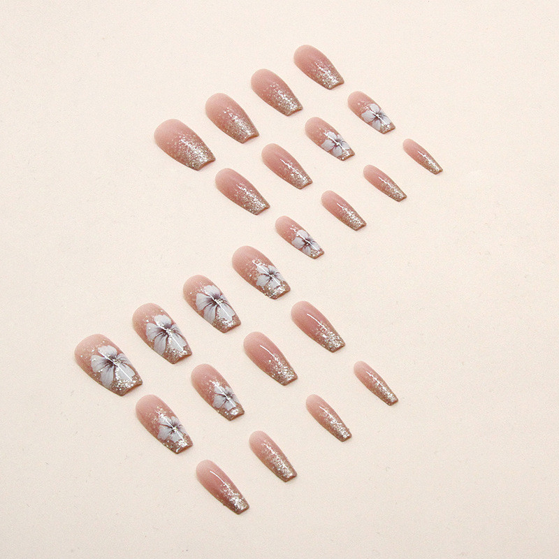 BTS%20%E3%80%90WITH%20GLUE%E3%80%9124Pcs%20Elegant%20Pink%20Fake%20Nails%20DIY%20Art%20Design%20False%20Nails%20Hand-painted%20Flowers%20Wearable%20Nails%20Stylish%20Pattern%20Artificial%20Nails%20Women's%20gifts%20New%202025%20-%20Image%203
