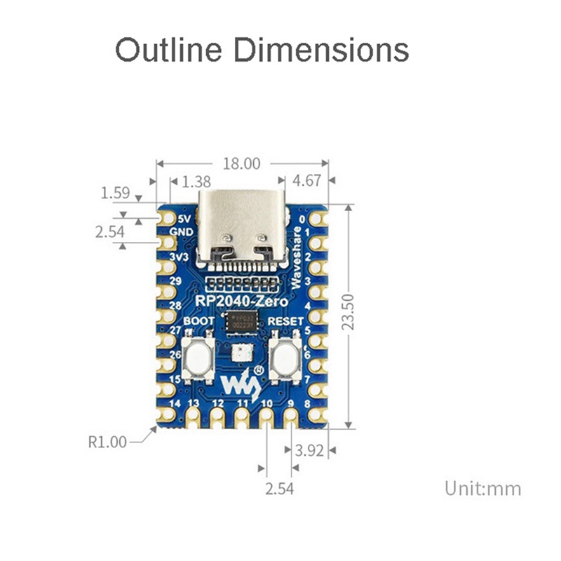 5 Pcs RP2040-Zero RP2040 for Microcontroller PICO Development Board Module Dual-Core M0+ Processor
