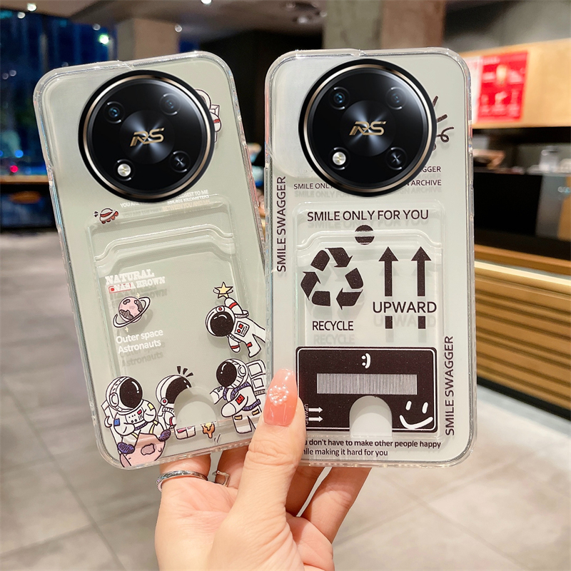 Phone Cases For itel RS4 Back Case Card Holder Wallet Astronaut Arrow Transparent Case For itel RS4 Phone Casing. 