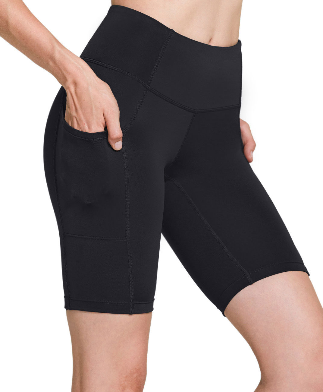 black bike shorts with pockets