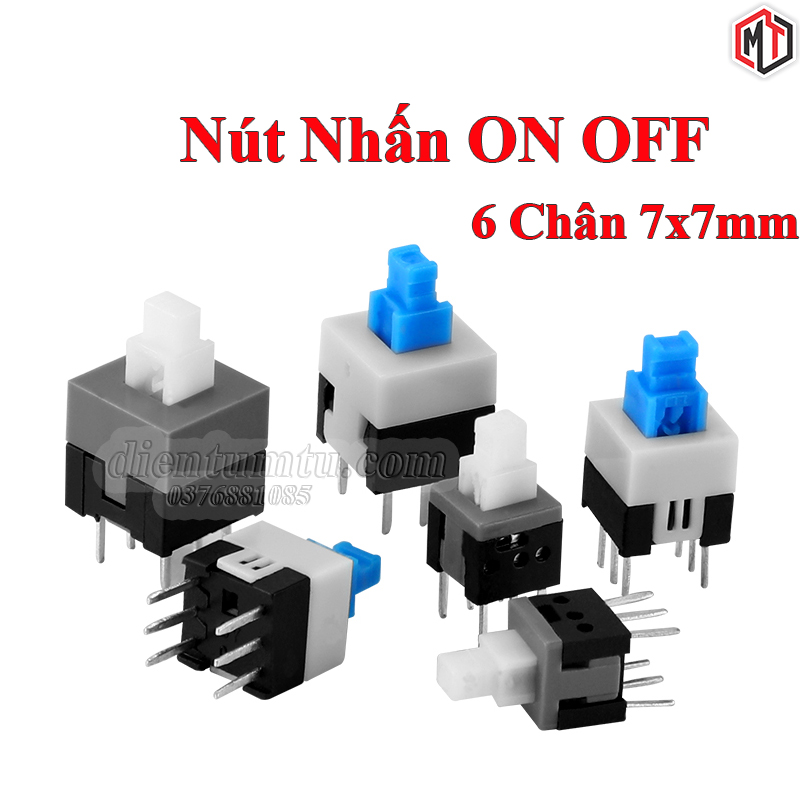 5 cái - nút nhấn on off 6 chân 7x7 mm