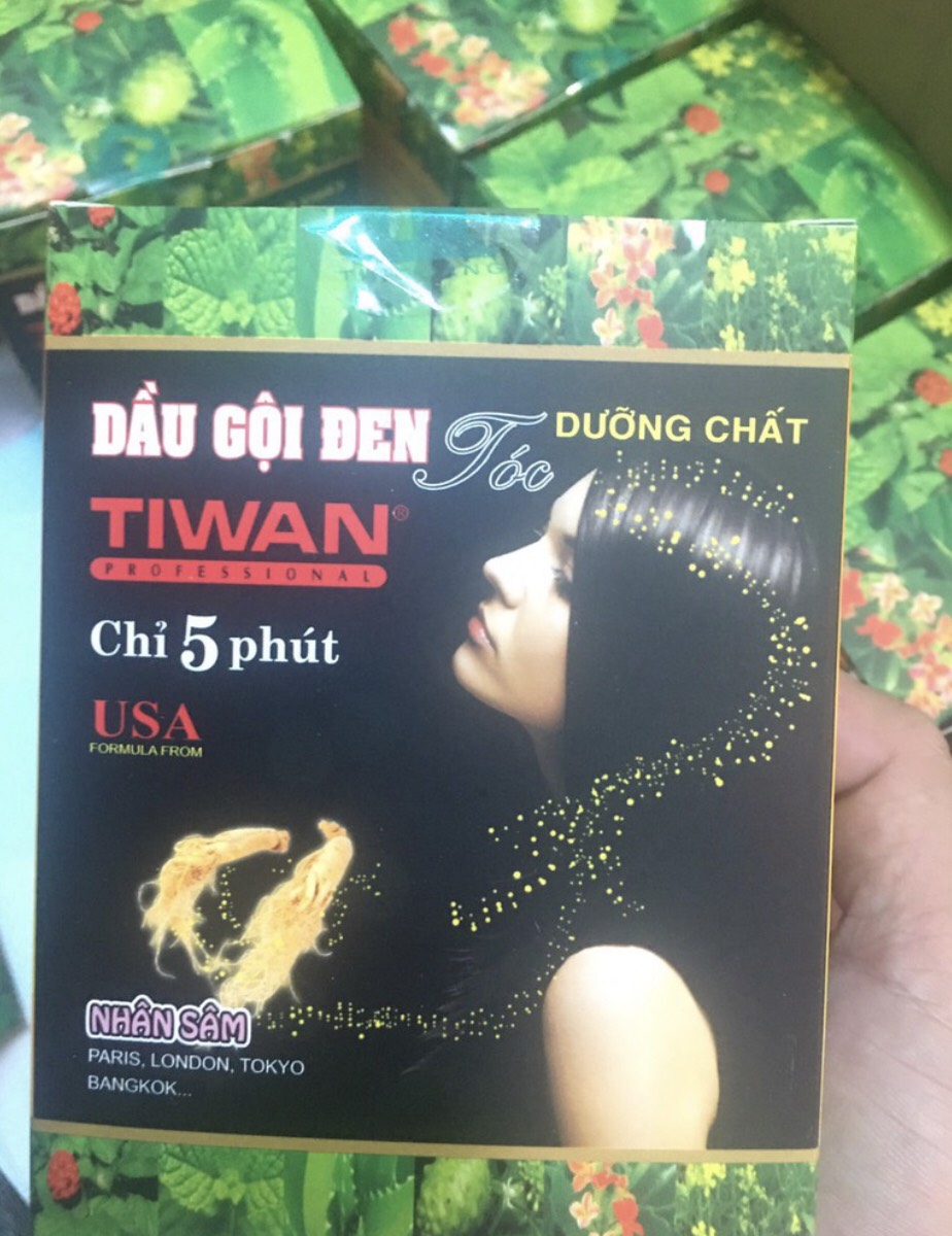 hộp dầu gội gội là đen tóc tiwan (hộp 10 gói)