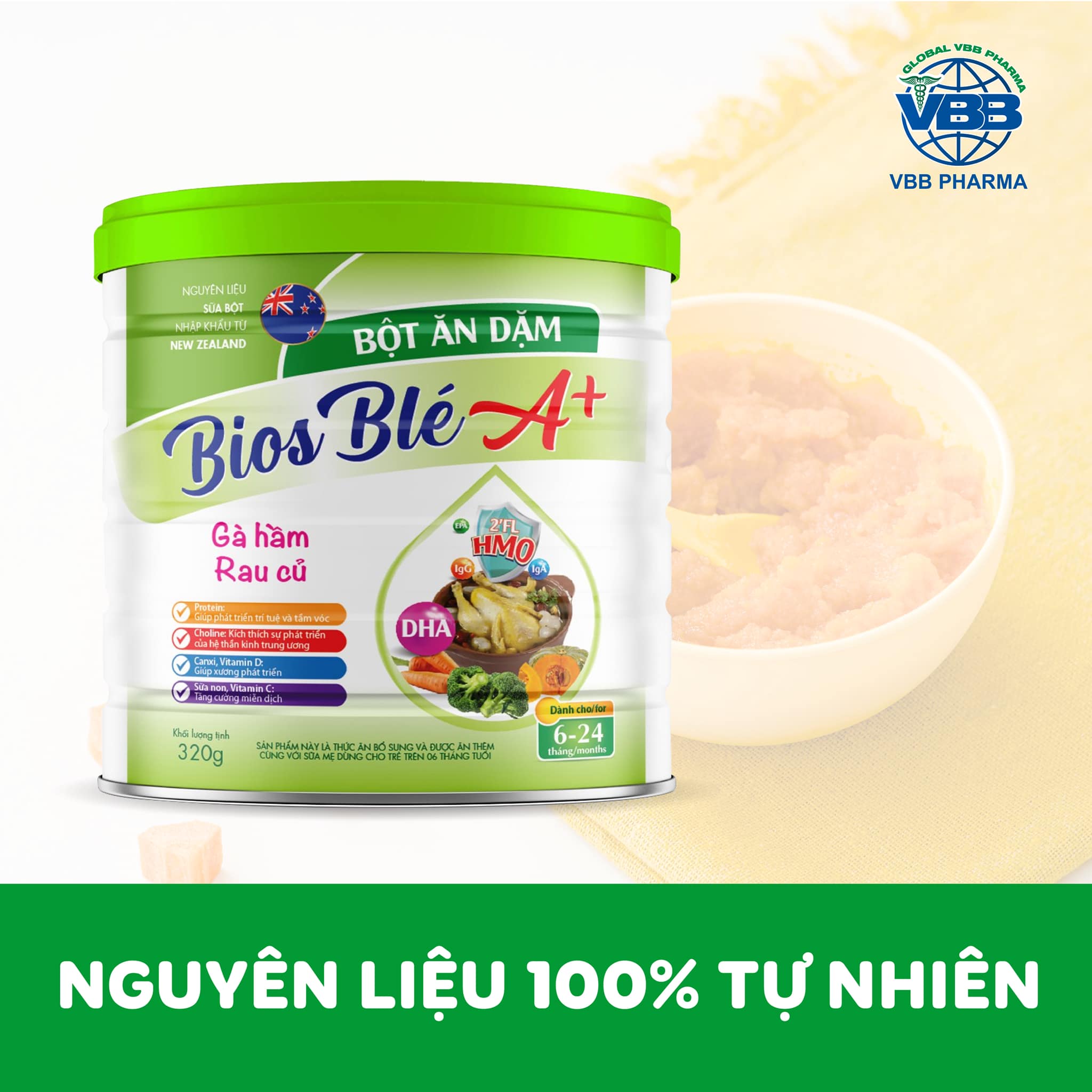 bột ăn dặm cho bé từ 4 tháng trở lên.bột Biosle A+ đủ 7 vị cho bé