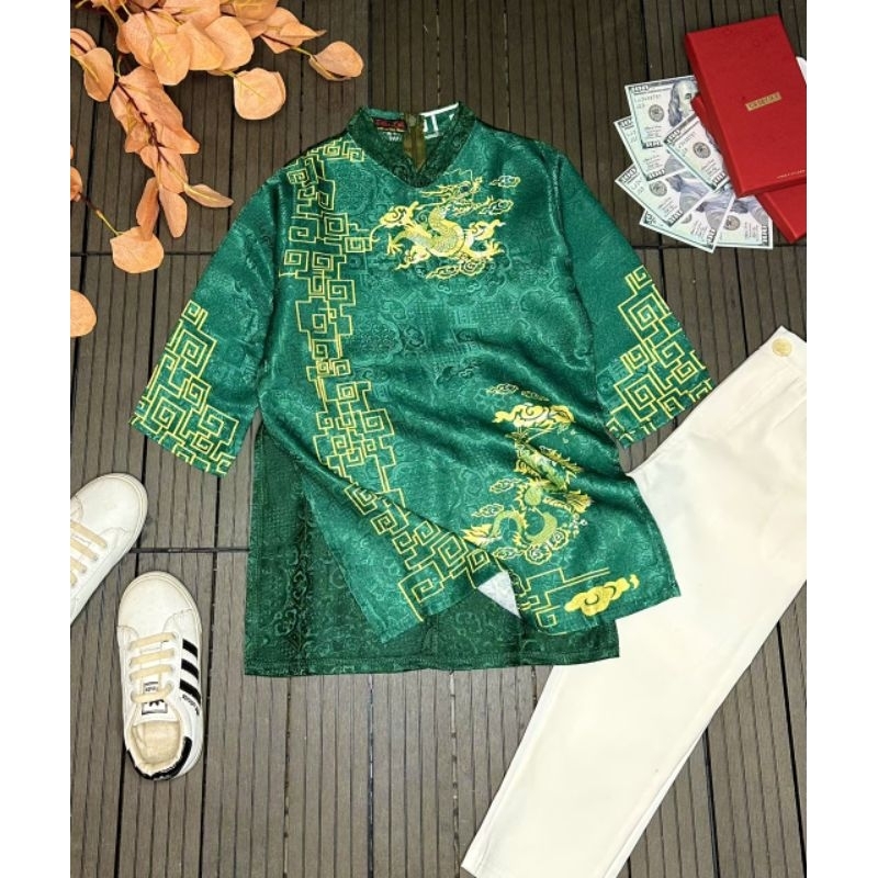 Áo dài cách tân tỳ hưu hóa rồng